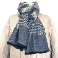 sjaal mixed wool 2- bruin/antraciet/off-white streep