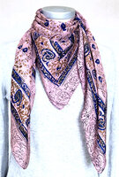 sjaal zijde vierkant met blockprint-12- roze/indigo