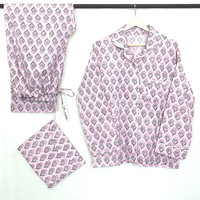 pyjamaset blockprint katoen 5-roze/grijs-groen