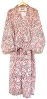 kimono katoen handblockprint 1- roze/rood