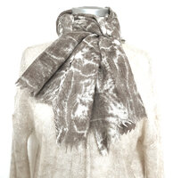 sjaal print merino wol medium 4- bladprint warm taupe