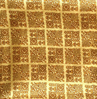 sjaal smal zijde print 4- maisgeel/terra