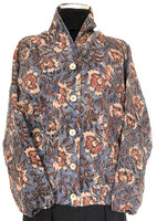jasje/bomberjack vintage kantha met etnic  Bagru print-6- blauw/bessenrood
