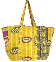 tas shopper XL vintage quilt 3- geel/paars/groen