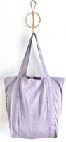  tote bag/tas katoen handloom 2- lilapaars gemeleerd