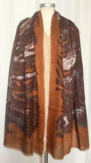 sjaal merino wol- fantasy forest bruin
