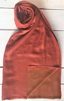 sjaal merinowol/zijde reversible ultra fijn 2-brique/hazelnoot