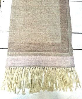 sjaal/omslagdoek mixed wool visgraat -beige/taupe