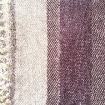  sjaal/omslagdoek mixed wool visgraat -aubergine/taupe