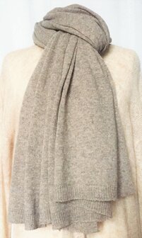 sjaal gebreid mixed wool met cachmere 1 - taupe