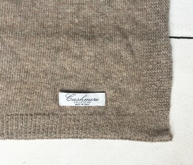 sjaal gebreid mixed wool met cachmere 1 - taupe