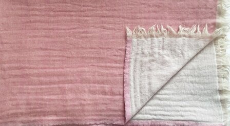 deken/plaid mousseline wol 6- roze/wit