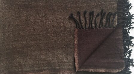deken reversible wol 8- bruin melee/aubergine bruin