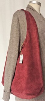  tas tote bag met etui suede 1- framboos donkerrood