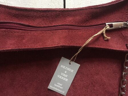  tas tote bag met etui suede 1- framboos donkerrood