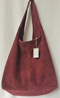  tas tote bag met etui suede 1- framboos donkerrood