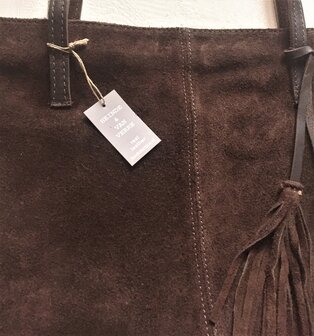 tas  suede  shopper choco bruin