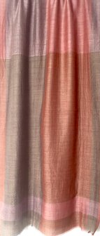 sjaal merinowol/zijde jacquard 3- roze/oud paars