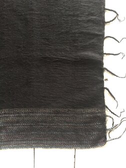 sjaal/omslagdoek mixed wool-sierrand 4 -zwart