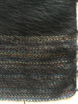 sjaal/omslagdoek mixed wool-sierrand 3-armygroen-zwart melee