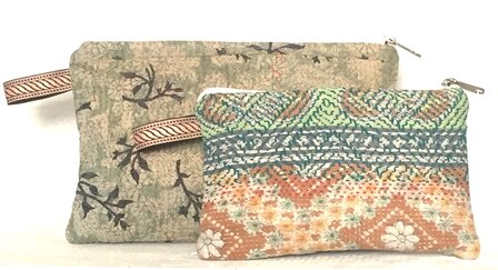 etui set vintage kantha 1- blauw/groen/oranje