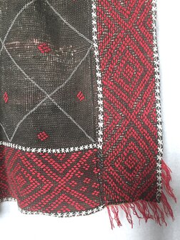  quilt kantha vintage katoen 2- oranje ruit/zwart