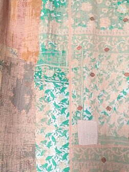  quilt kantha vintage katoen 5- groen/geel/patchwork