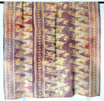  VERKOCHT- quilt kantha vintage katoen 6- lila/geel-pastel