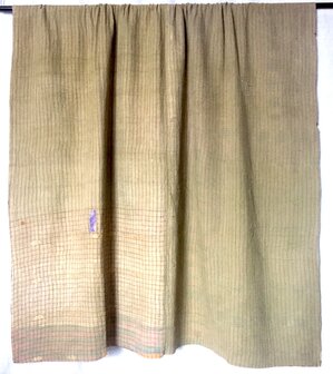  VERKOCHT- quilt kantha vintage katoen 8-oker/bruin-oud groen