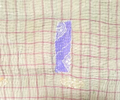  VERKOCHT- quilt kantha vintage katoen 8-oker/bruin-oud groen