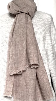 sjaal cashmere -naturel melange 2- licht bruin/off-white