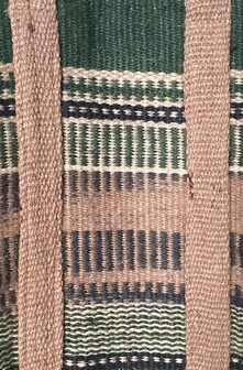 opbergzak/mand/tas jute XL vierkant- groen/off-white