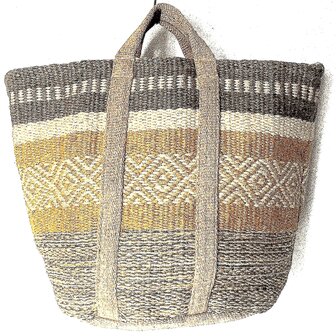  opbergzak/mand jute rond XL oker/khaki/naturel