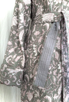  kimono quilted katoen -  7 licht grijs/framboos/wit