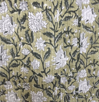  kimono quilted katoen - 2 oud groen/wit