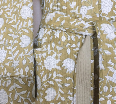  kimono quilted katoen -  3 mosterd/wit