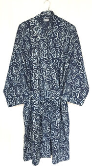  kimono hand blockprint 2 indigo paisley