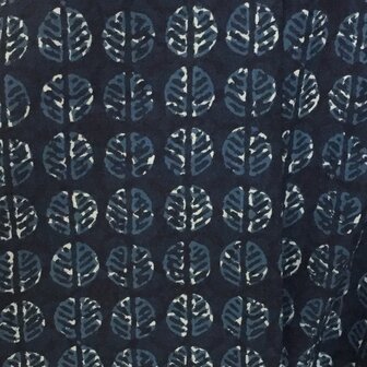 UITVERKOCHT-  kimono hand blockprint 4 indigo blaadje