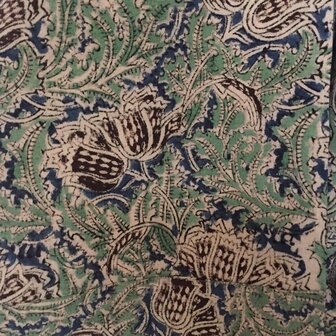  kimono hand blockprint 5 groen/blauw 