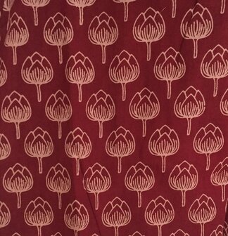  kimono hand blockprint 8 rood lotus