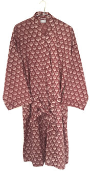  kimono hand blockprint 8 rood lotus