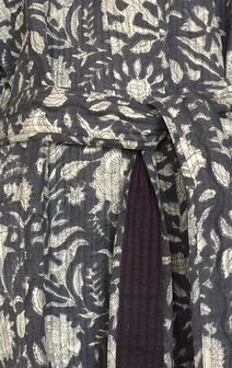  UITVERKOCHT- kimono quilted katoen -  4 donkergrijs/wit