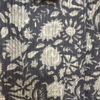  UITVERKOCHT- kimono quilted katoen -  4 donkergrijs/wit
