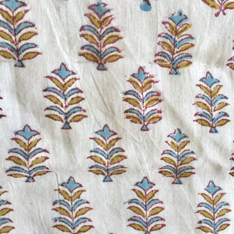 deken quilt tweepersoons reversible blockprint 7- grijs-khaki/wit-bruin