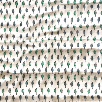 deken quilt tweepersoons reversible blockprint 3- grijs-turquoise /blaadje groen