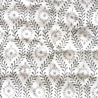 deken quilt tweepersoons reversible blockprint 14- okergeel/zwart-grijs