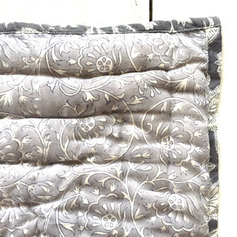 UITVERKOCHT- deken quilt tweepersoons reversible blockprint 15-anthraciet /lavendel