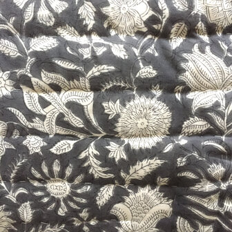 UITVERKOCHT- deken quilt tweepersoons reversible blockprint 15-anthraciet /lavendel