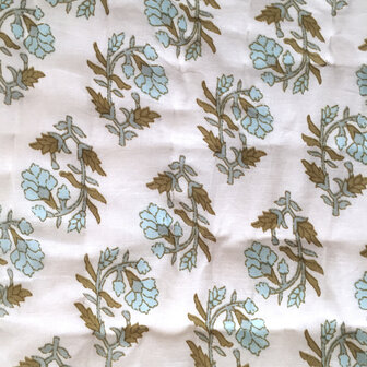  UITVERKOCHT- deken quilt tweepersoons reversible blockprint 16- oud groen/khaki-blauw