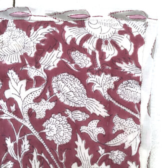  deken quilt tweepersoons reversible blockprint 17- framboos/roze-grijs